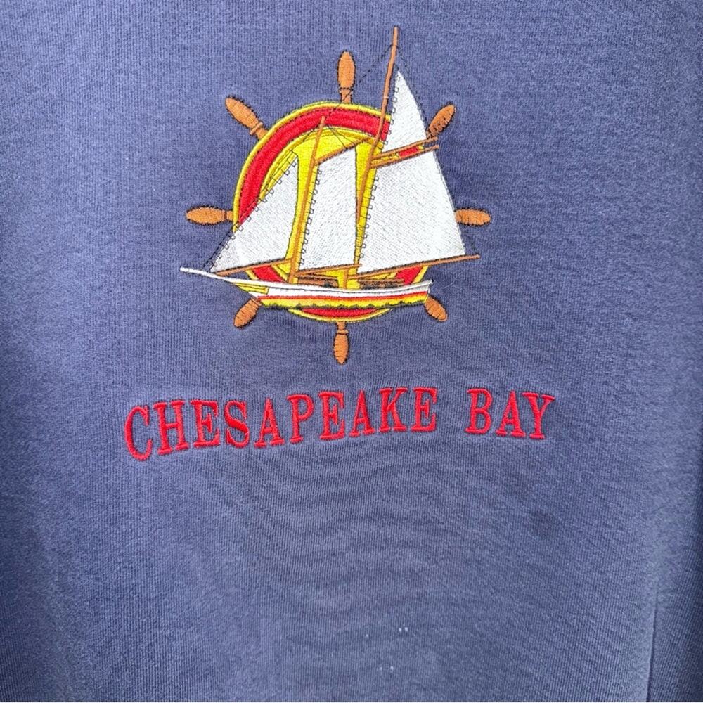 VINTAGE CHESAPEAKE BAY Fruit of the Loom 90s coastal embroidered crewneck L - Picture 4 of 5